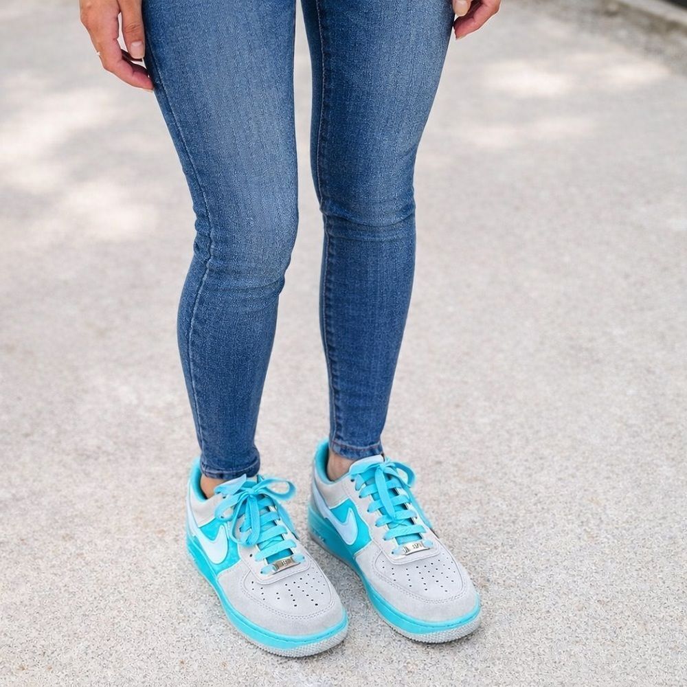 Nike Air Force 1 X Tiffany Blue Grey Low Cut Sneakers